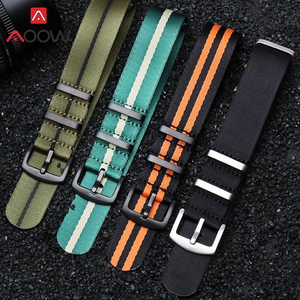 

watch bands 20mm 22mm nato nylon strap watchband 304l stainless steel buckle quality canvas men replacement bracelet band accessories, Black;brown