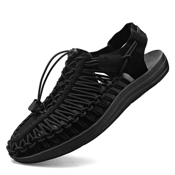 

sandals shoe man sandales praia geta slip 39 2021 genuine on masculina sandale roman shoes size big sandal sandalia s leather rubber de, Black