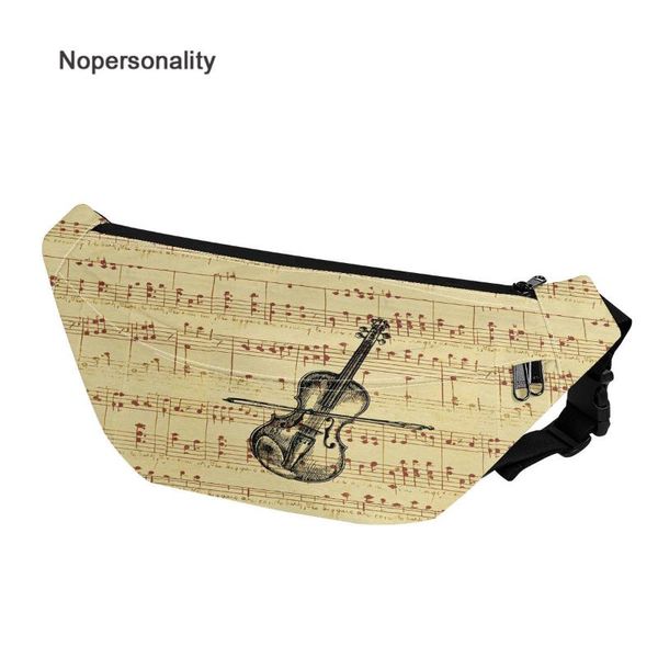 

nopersonality 3d music guitar printed waist bag packs striped with adjustable band for ladies men vintage fanny bags