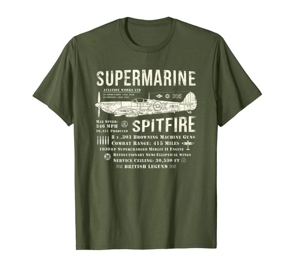 

Spitfire RAF British WW2 Fighter Plane Supermarine Aviation T-Shirt, Mainly pictures