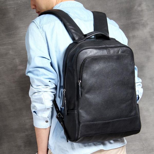 

backpack siku men's cow leather fashion genuine casual travel bag
