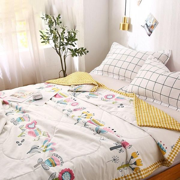 

comforters & sets floral print cotton summer cool quilt super soft quilted bed throw blanket washable bedding air-conditioning comforter