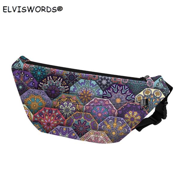 

waist bags elviswords ornament floral design casual outdoor crossbody belt bag running packs for women ladies large size bum