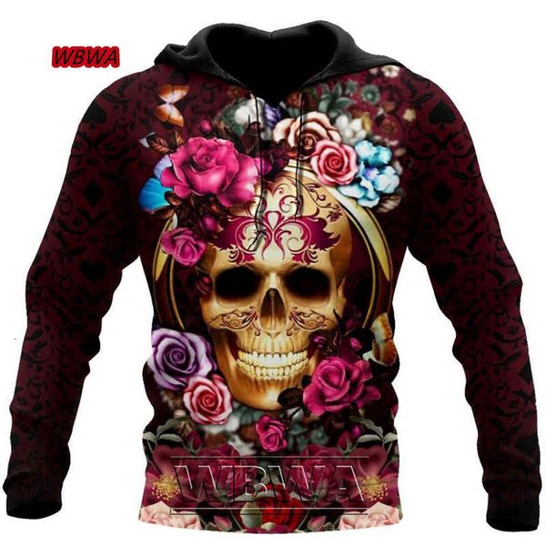 

men's hoodies & sweatshirts sweatpants with a floral hoodie skull art 3d all over the fashionable male jacket zipper sweater casual wbw, Black