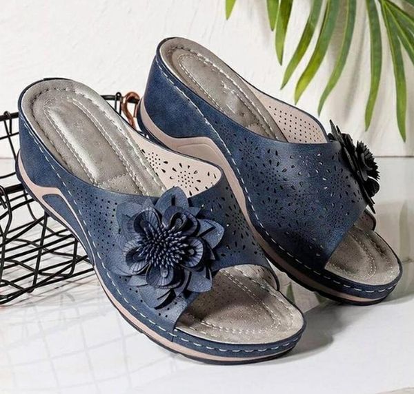 

leather plus size outdoor wedges shoes woman sandals slippers slides women summer flat sandalias mujer sapato feminino sa0226 dress, Black