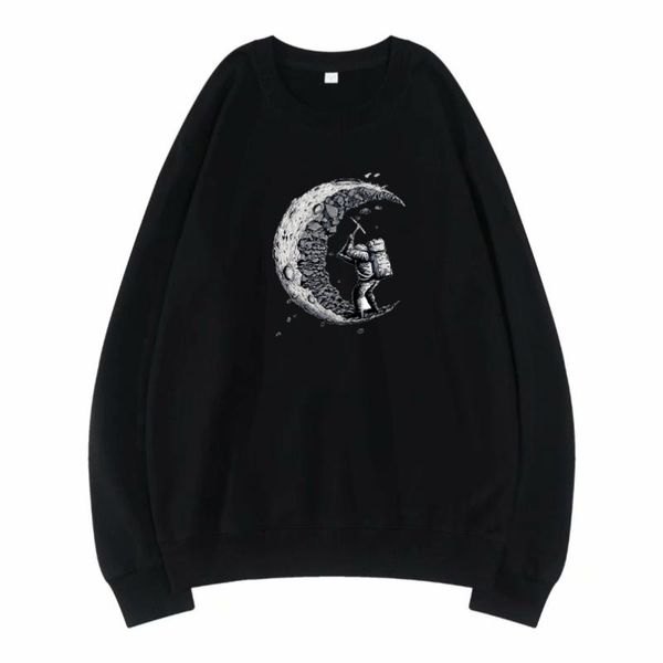 

men's hoodies & sweatshirts digging the moon funny mens tracksuit loose streetwear spring autumn clothing arrival men hoodie, Black