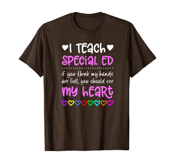 

special ed teacher tshirt gift hands full heart love shirt, White;black