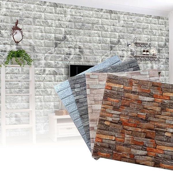 

window stickers pvc brick stone self adhesive wallpaper living room bathroom waterproof wall sticker home background decor 3d decals