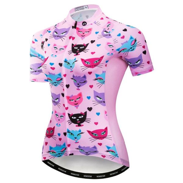 

gym clothing cats 2021 cycling jersey women bike jerseys mtb maillot pro team summer racing road mountain sports shirt breathable pink, White;black