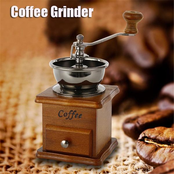 

manual coffee grinders wooden grinder retro adjustable bean mill accessories decor handmade home