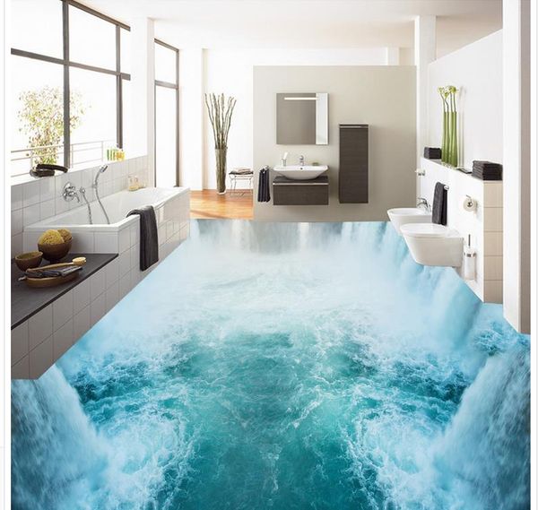 

wallpapers floor painting 3d wallpaper custom pvc adhesive magnificent falls ocean