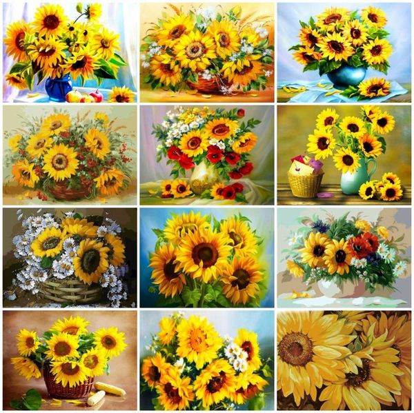 

diamond painting azqsd 5d diy sunflower handicraft embroidery florals mosaic full kits needlework home decoration