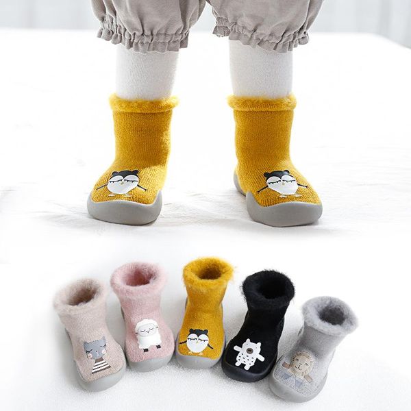 

first walkers baby kids' winter shoes uniex girls boys soft rubber soles sock toddler warm booties non-slips floor