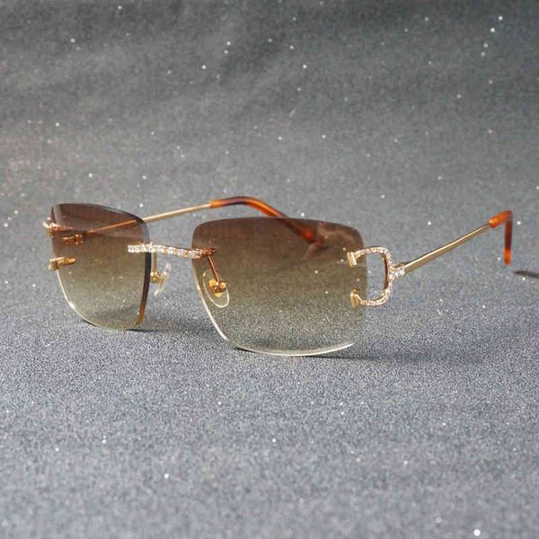 

factory direct price luxury rhinestone wire rimless oval men stone metal frame square shades for women summer club oculos eyewear bp8m, White;black