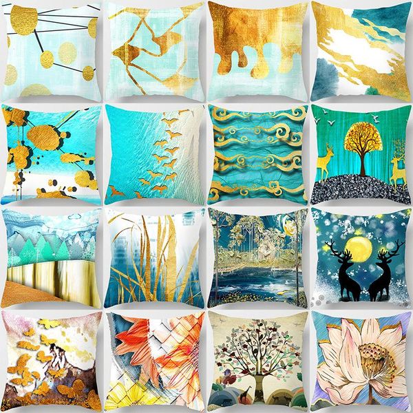 

cushion/decorative pillow 2021 modern simple green golden elk sofa cover nice moon bedside waist cushion living room decorative decore