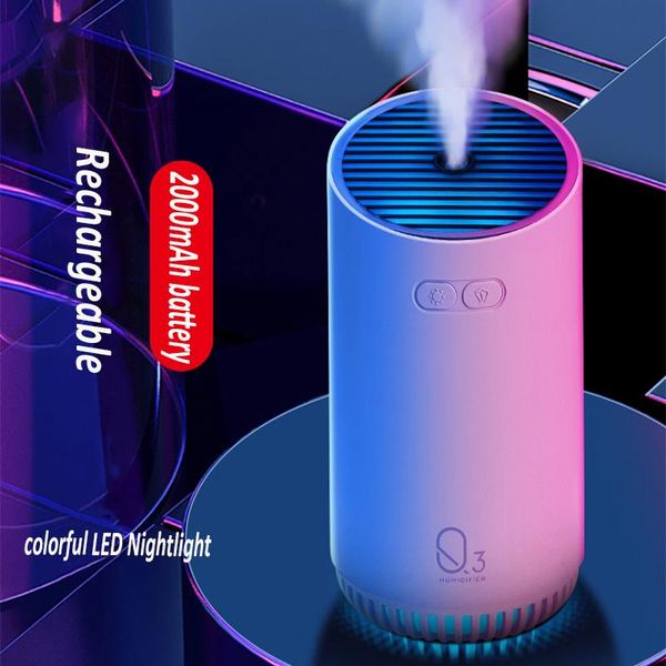 

humidifiers heavy mist portable wireless air diffuser 320ml 2000mah usb rechargeable ultrasonic aroma difusor humidifier lamp humidificador
