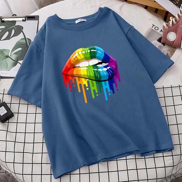 

women's t-shirt funny lip oversized t-shirts for woman cotton o neck short sleeve t shirts 2021 fashion brand personality big size loos, White