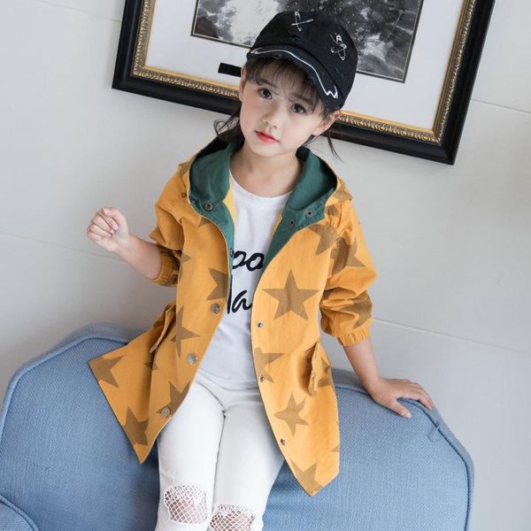 

coat fashion children's jacket girls outwear casual hooded coats jackets school 4-16 y kids trench spring autumn 2021, Blue;gray