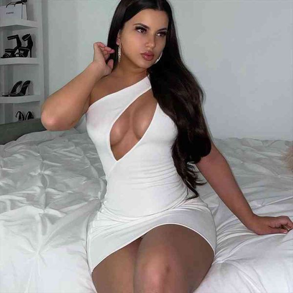 

hollow out one shoulder womens dress mini sleeveless bodycon streetwear party club elegant summer clothes y2k sundress, Black;gray