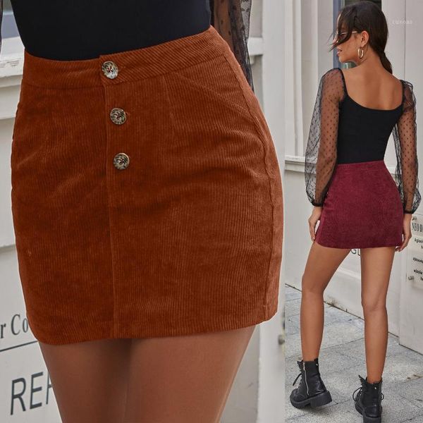 

skirts women's fashion button high waist skirt women, Black