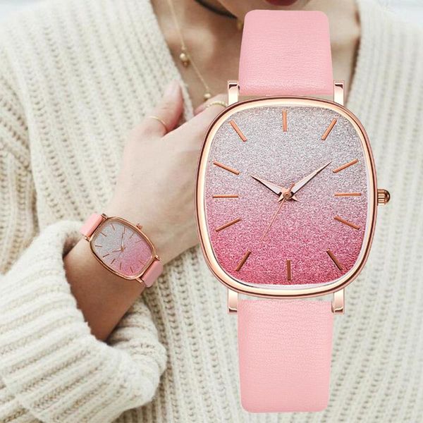 

wristwatches gradient color clocks dial pink brand watch for women watches luxury casual dress rose quartz 2021 fashion ladies wristwatch, Slivery;brown