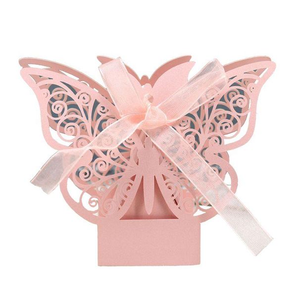

gift wrap 20pcs/set butterfly shaped laser cut hollow candy boxes for birthday wedding party favors supplies box with ribbon