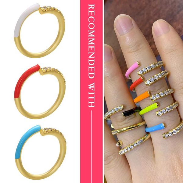 

wedding rings hecheng colorful neon ring wholesale cz rainbow for women jewelry accessries adjusted open finger vj24, Slivery;golden
