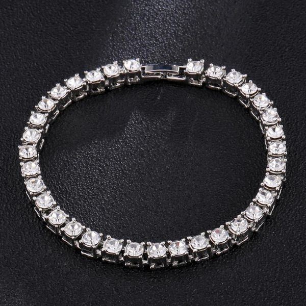 

link, chain solid 925 sterling silver 4mm 20cm tennis bracelet bangle for women wedding fashion jewelry wholesale party gift, Black