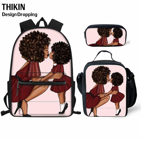 

thikin african art school bag set black girls student kids backpack teens girl softback children shoulder bags mochila escolar 200