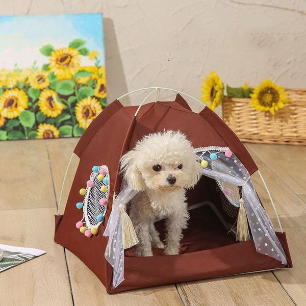 

cute pet cat dog houses tent kennel for little animals pets bed waterproof fabric washable breathable cage kennels & pens