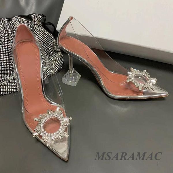 

dress shoes 2021 shiny crystal clear high heels leather pointed toe ladies party fashion street nightclub, Black