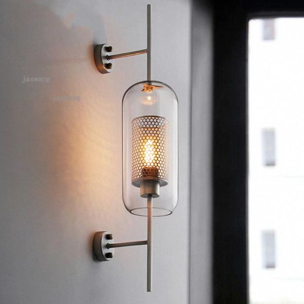 

wall lamp nordic retro iron lights modern led glass lamps sconce lighting personality bedroom light fixture kitchen accessories