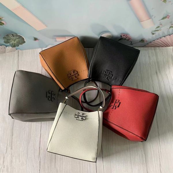 

designer tb new simple leisure lychee skin pure color bucket single shoulder cross carrying women's bag hileng
