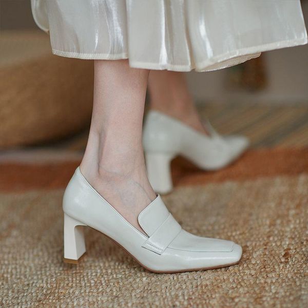 

dress shoes 2021 white women pumps spring/autumn fashion square-head womans office high heels black female party