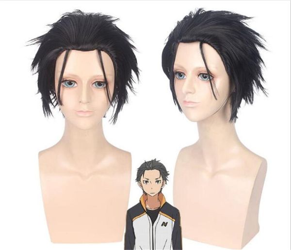 

party masks life in a different world from zero natsuki black and gray wig costume halloween cosplay anime c066