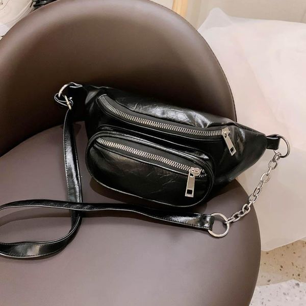 

waist bags fashion women's bag chest 2021 pu leather waterproof crossbody messenger pack female banana belt