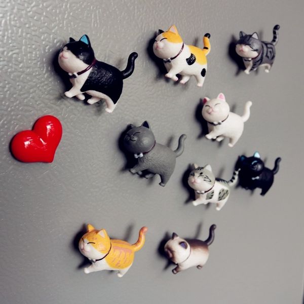 3D Buzdolabı Mıknatıs Buzdolabı Manyetik Kedi Kitty Stickers Güzel Yavru Kedi Sevimli Hayvan Süslemesi