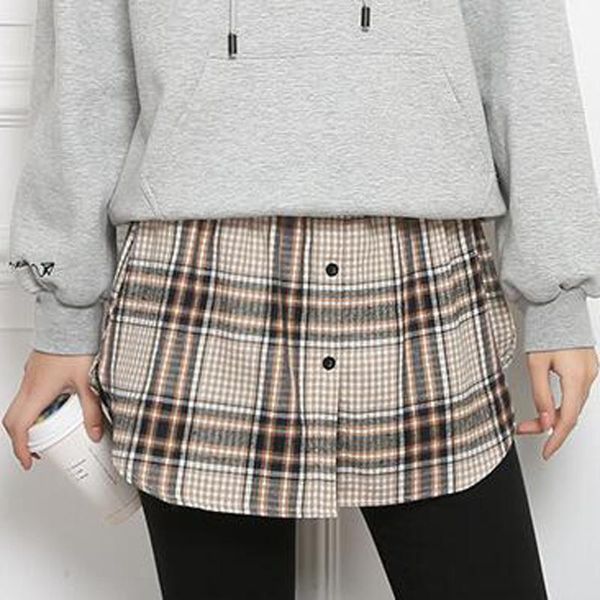 

skirts spring summer a shirt false mini skirt fashion women extenders plaid strap elastic short base, Black