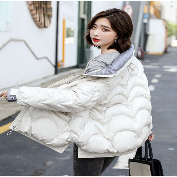 

women's cocoon type down jacket short loose autumn winter parker, Black