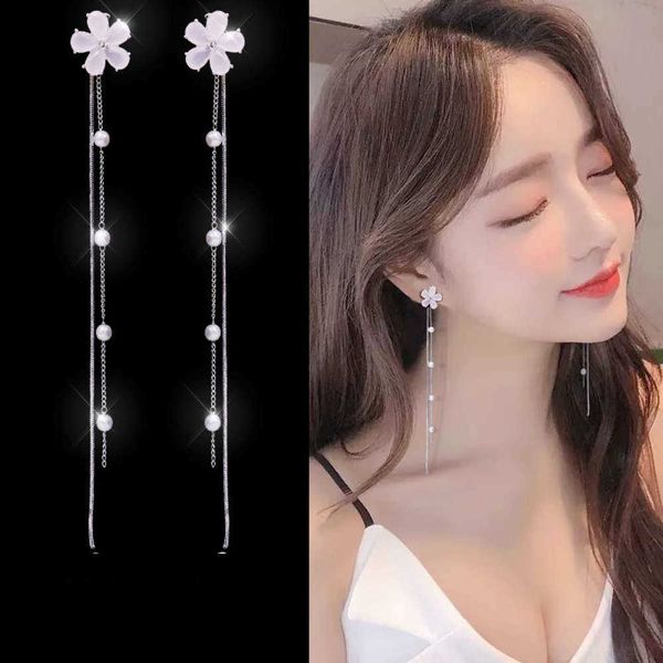 

flower temperament pearl korean style kwast hanger long personality cold and multilateral earrings female, Golden