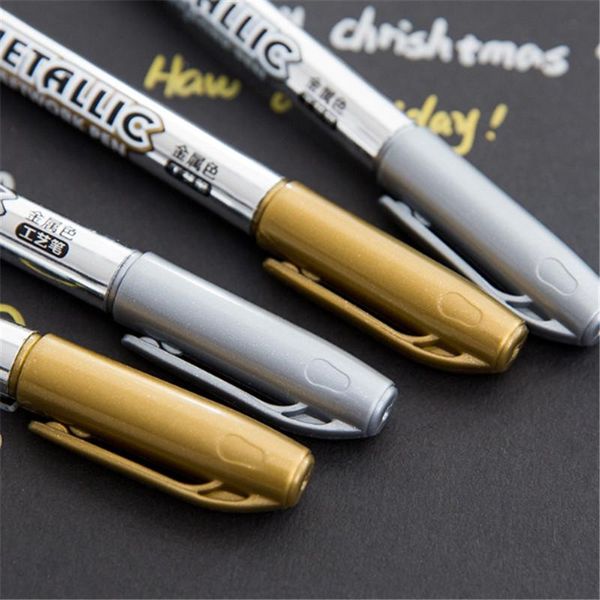 

party decoration gold/silver diy marker pen wedding guest sign in birthday greeting card invitation writing pen-c