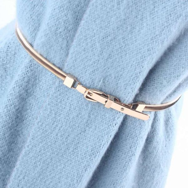 

vintage metal lock buckle belt for dresses women ladies elastic waist chain belts female gold thin belts fashion waistband, Black;brown