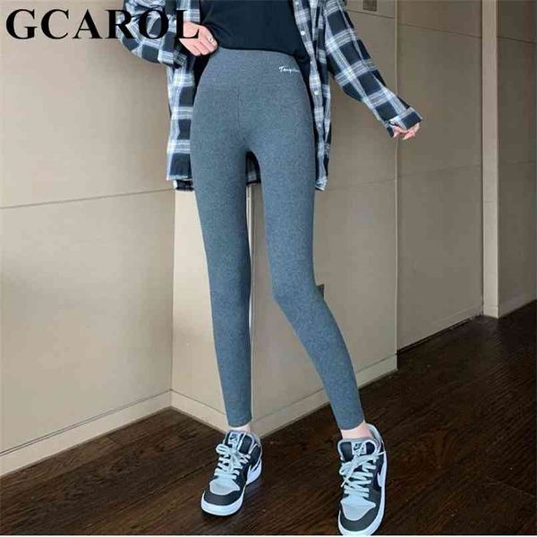 

gcarol women thick fleece legging high waist letters pants stretch winter seamless fitness can be worn below zero 210925, Black