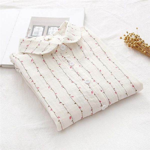 

women's blouses & shirts sweet style cotton 100% women summer turn-down collar long-sleeved loose elegant office lady outwear, White