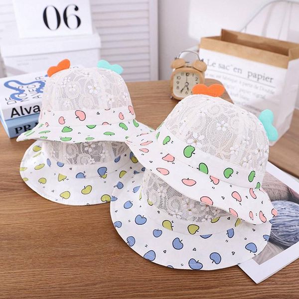 

wide brim hats summer breathable baby sun hat cute flower girl beach outdoor kids children bucket cap hollow infant caps, Blue;gray