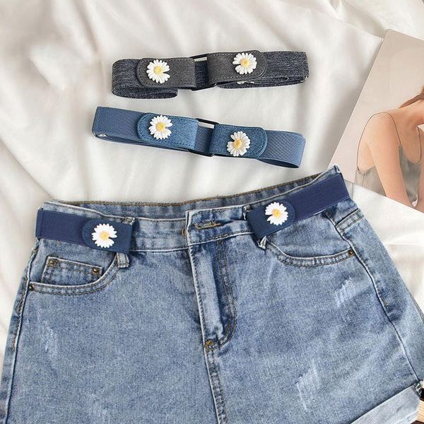 

belts simple elastic belt without buckle for women/men flowers blue invisible jeans pants adjustable stretch accessories, Black;brown