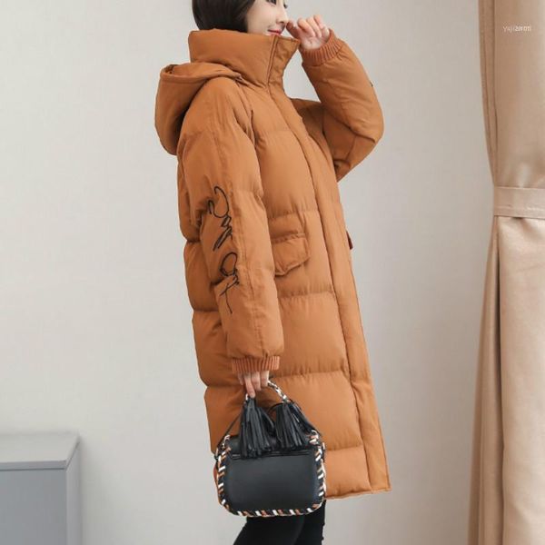 

women's down & parkas embroidery plus size clothes winter jacket women hat warm long coat female cotton padded parka feminina woman s3, Black
