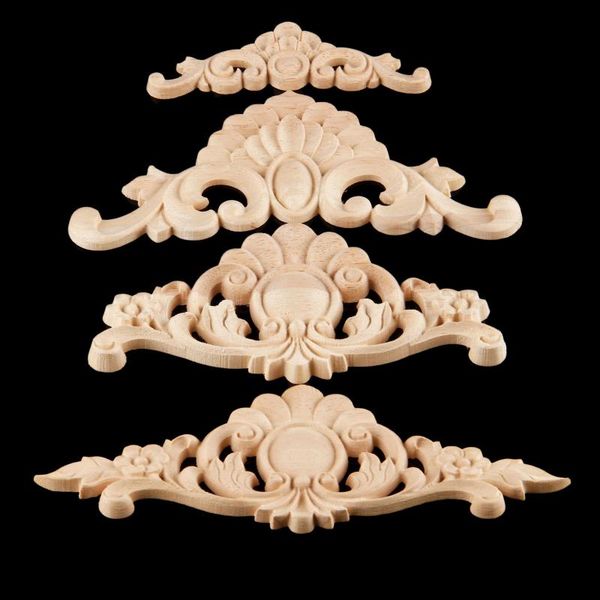 

decorative objects & figurines 1pc multi-type wood carved decal corner long onlay applique unpainted door furniture woodcarving craft