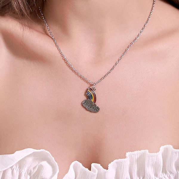 

friend necklace women enamel rainbow friends forever necklaces pendants friendship bff jewelry collier pendant, Silver