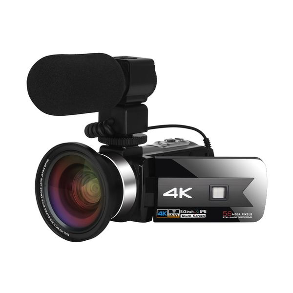 Câmera de vídeo da chegada Camcorder para YouTube 4K 56MP Touch Screen Night Vision HD gravador WiFi Digital